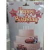 Arabalı Happy Birthday Pasta Üstü Çubuklu Süs