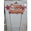 Arabalı Happy Birthday Pasta Üstü Çubuklu Süs