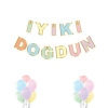 Kağıt Banner Varak Baskılı Makaron Banner İyi Ki Doğdun