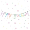 Kaligrafi Kağıt Banner Makaron Happy Birthday