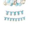 Tavşan Happy Birthday Banner Mavi Altın