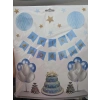 İyiki Doğdun Doğum Günü Banner + 2 adet Petek Süs Set Mavi