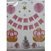 İyiki Doğdun Banner Pembe Altın + 2 Adet Petek Süs