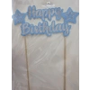 Happy Birthday Mavi Pasta Üstü Süs