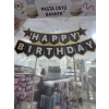 Happy Birthday Siyah Altın Pasta Üstü Süs
