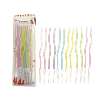 16 cm Dalgalı Kıvrık Makaron Mum 12 li