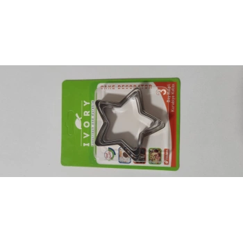 3 boy Yıldız metal kurabiye kesici