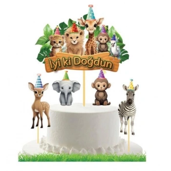 Safari Temalı Pasta Üstü Süs