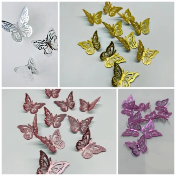 3d Dekoratif Kağıt Kelebek 12 li paket