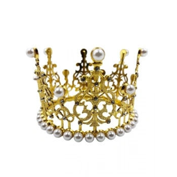 Pasta Tacı Metal İncili 12 cm Gold