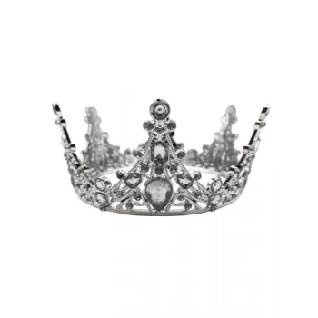 Pasta Tacı Plastik Taşlı Tam Tur 12 Cm Gümüş