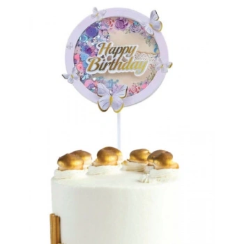 Pasta Üstü Çubuklu Happy Birthday Süs