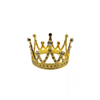 Pasta Tacı Metal Taşlı 7 Cm Altın