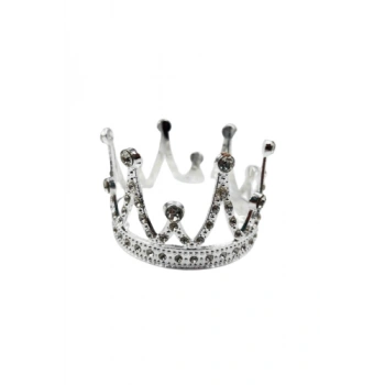 Pasta Tacı Metal Taşlı 7 Cm Gümüş