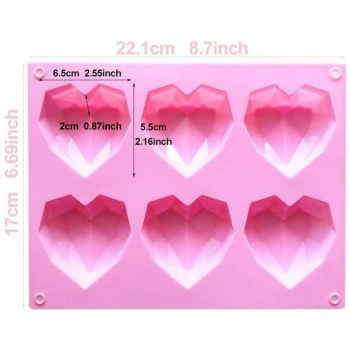 6 lı Elmas Kalp Silikon Kalıp