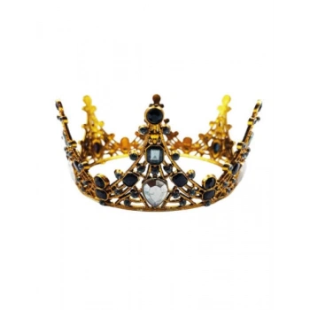 Pasta Tacı Plastik Taşlı Tam Tur 12 Cm Siyah