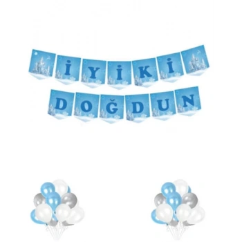 Elsa Frozen Temalı Kağıt Banner Süs