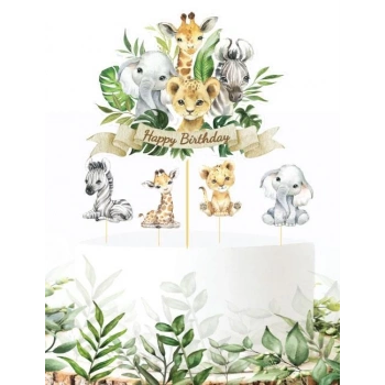 Baby Safari Temalı Pasta Üstü Çubuklu Süs