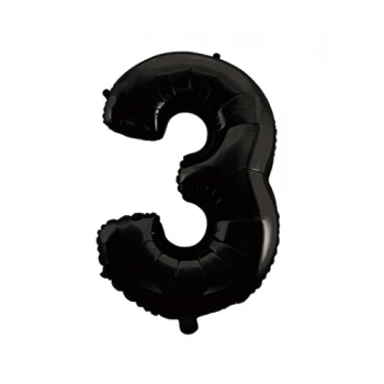 Folyo Balon 66 Cm Siyah Rakam 3 Helyuma Uygun