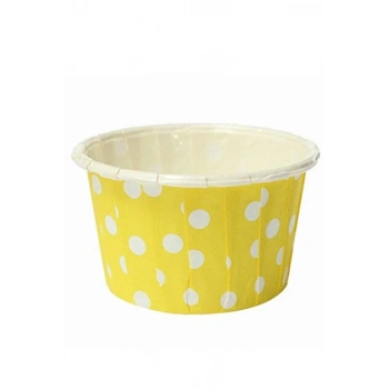 Sarı Beyaz Puantiyeli Cupcake Kapsül 25 li