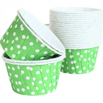 Yeşil Beyaz Puantiyeli Cupcake Kapsül 25 li
