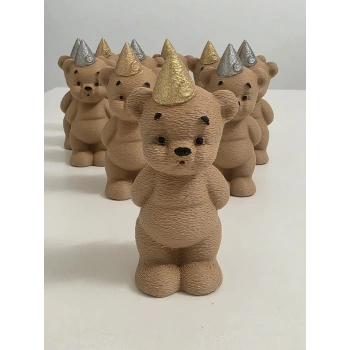 Mum Üfleyen Ayıcık Figürü 10 cm (gold-gümüş şapka seçenekli)