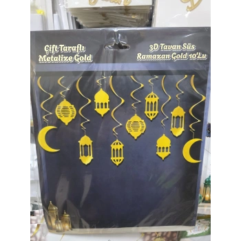 3D Tavan Süs Ramazan Gold 10lu