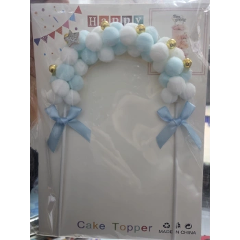 Pasta Üstü Süs Mavi Beyaz Gökkuşağı