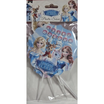 Karlar Ülkesi Snow Flakes Çubuklu Pasta Üstü Süs 5 li Paket