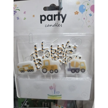 Araçlar İş Makinesi İnşaat Temalı Mum
