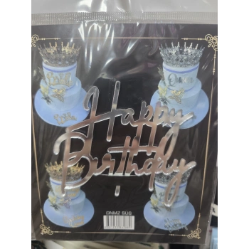 Happy Birthday Çubuksuz Pleksi Gold Gümüş Seçenekli