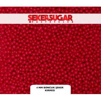 Şeker Sugar Kırmızı Boncuk Şeker 4 mm 100 gr