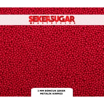 Şeker Sugar Kırmızı 2 mm Boncuk Şeker 100 gr