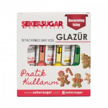 Şeker Sugar 4 lü Glazür Set Beyaz Kırmızı Sarı Yeşil