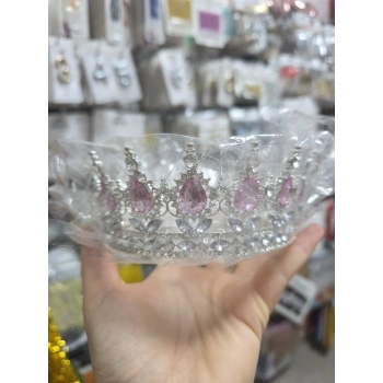 Metal Taç Gümüş Pembe