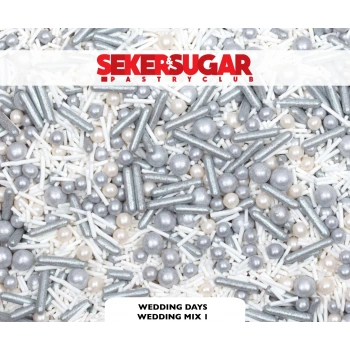 Şeker Sugar Mix Sprinkles Şeker Beyaz Gri 45 gr