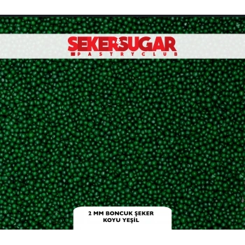 Şeker Sugar 2 mm Koyu Yeşil Boncuk Şeker Draje 100 gr