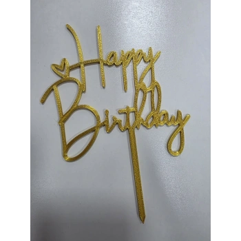 Happy Birthday 3d Filament Baskı Çubuklu Pasta Üstü Süs Renk Seçenekli