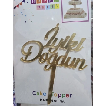 İyi ki Doğdun Gold Pleksi Pasta Üstü Süs