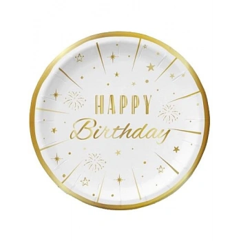 Karton Tabak Gold Varaklı Happy Birthday 23 cm 6 Parça