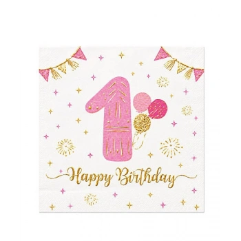 Kağıt Peçete Varaklı 1 Yaş Pembe 20 Parça