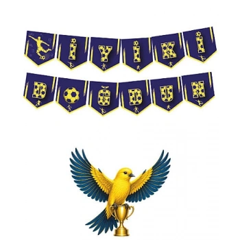 Kağıt Banner Temalı İyiki Doğdun Taraftar Sarı Lacivert