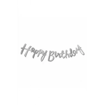 Kaligrafi Kağıt Banner Gümüş Varak Baskılı İyi Ki Doğdun Happy Birthday