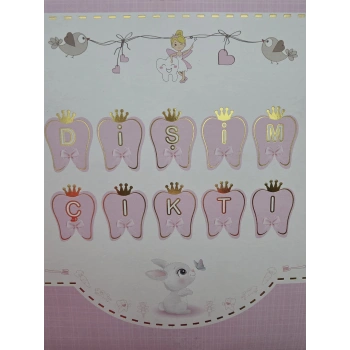 Dişim Çıktı Banner Pembe Gold Varaklı
