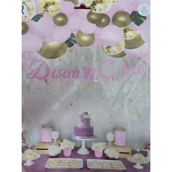 Dişim Çıktı Temalı Kağıt Banner Pembe