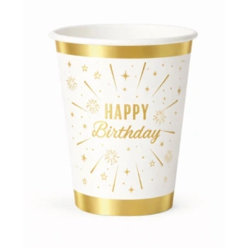 Karton Bardak Gold Varaklı Happy Birthday 6 Parça