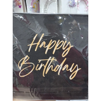 Happy Birthday Siyah Peçete 20 li