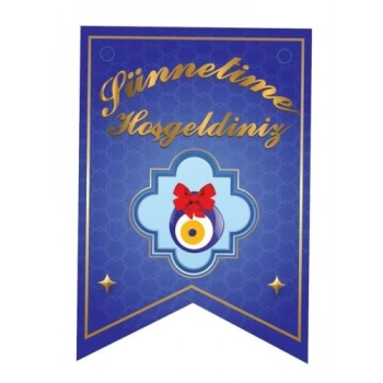 Kağıt Banner Sıralı Kırlangıç Model Sünnetime Hoşgeldiniz