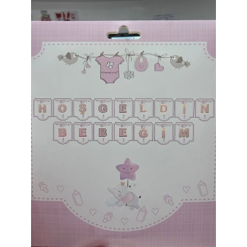 Hoşgeldin Bebeğim Pembe Altın Banner Yazı