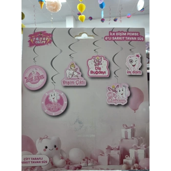 İlk Dişim Pembe 6 lı Sarkıt Tavan Süs